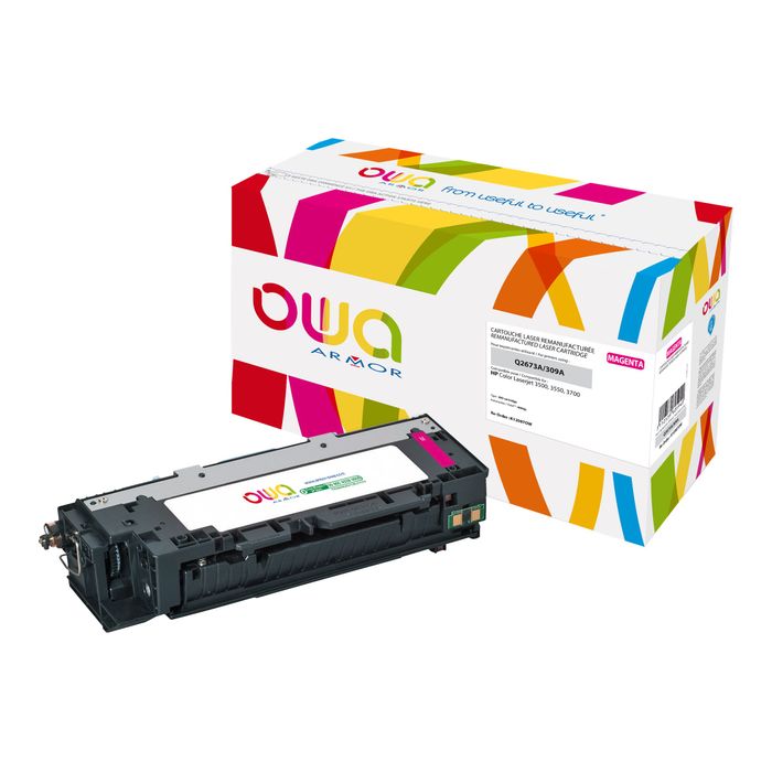 3112539605940-HP 309A - remanufacturé OWA K12087OW - Magenta - cartouche laser-Angle gauche-0