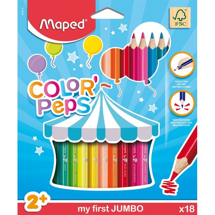 3154148340126-Maped Color'Peps Jumbo - 18 Crayons de couleur--0