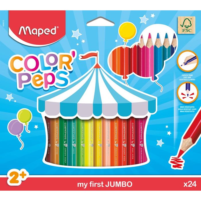 3154148340133-Maped Color'Peps Jumbo - 24 Crayons de couleur--0