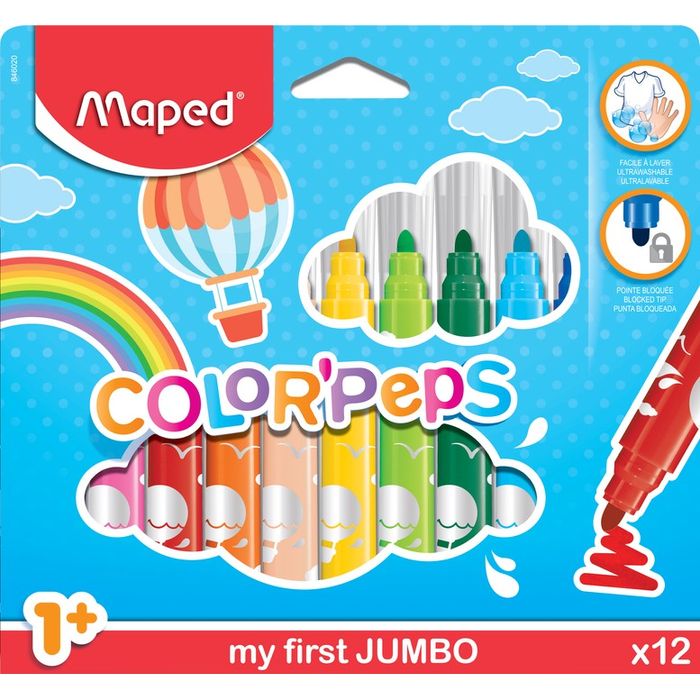 3154148460206-Maped Color'Peps Jumbo - 12 Feutres--0