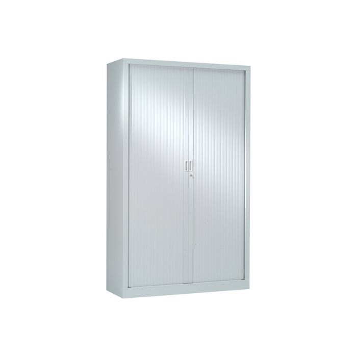 3219095800045-Armoire haute monobloc à rideaux GENERIC - 198 x 120 x 43 cm - gris-Angle gauche-0