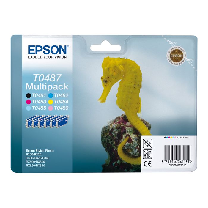 8715946361185-Epson T0487 Hippocampe - Pack de 6 - noir, cyan, cyan clair, magenta, magenta clair, jaune - carto-Avant-1