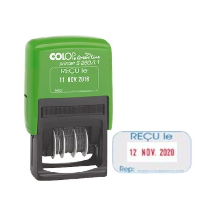 9004362427933-Colop - Tampon Dateur Printer Green Line S260 - "reçu le"-Angle gauche-0