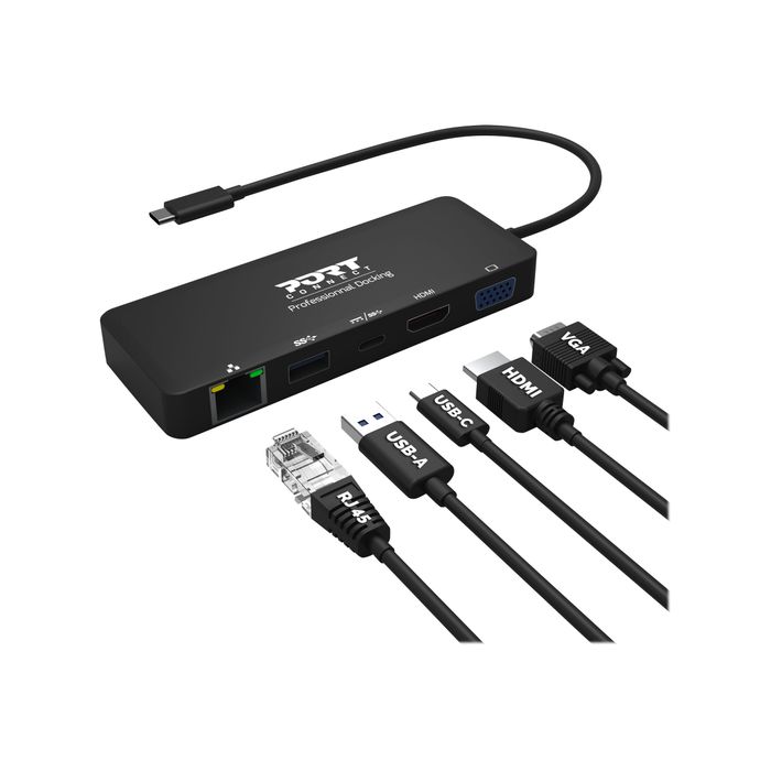 3567049019099-PORT Connect - station d'accueil USB-C de voyage pour PC et Mac- VGA, HDMI-Angle gauche-3