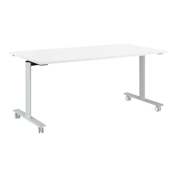 3483600757791-Table de réunion mobile et rabattable YES ! - 140 cm - Blanc-Angle gauche-0