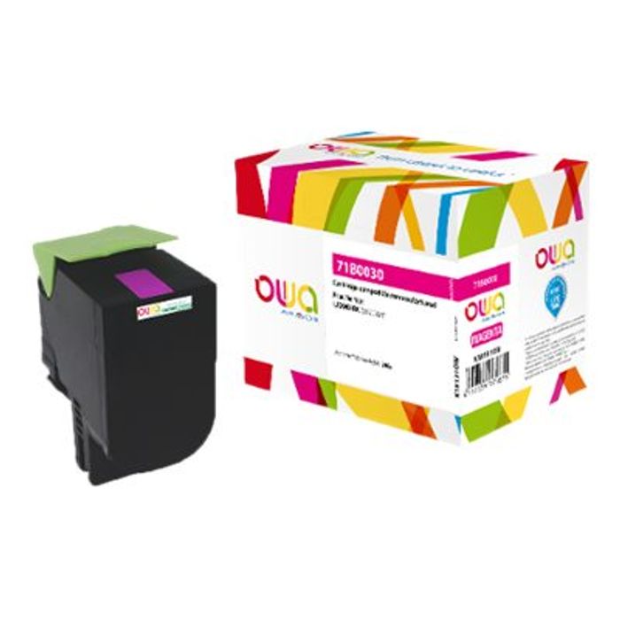 3112539774875-Cartouche laser compatible Lexmark 71B0030 - magenta - Owa K18131OW-Angle gauche-0