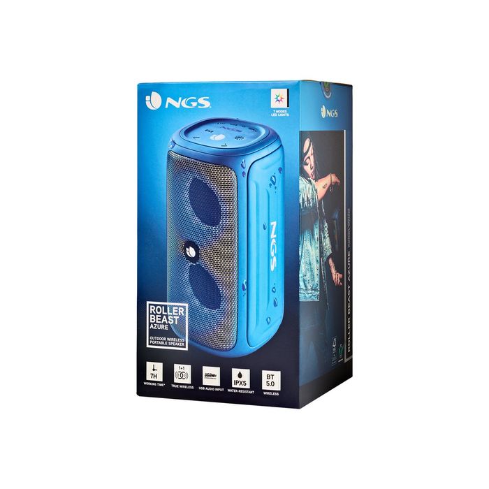 8435430622195-NGS Roller Beast - Mini enceinte sans fil - Bluetooth - 32 Watt - azur-Angle droit-6