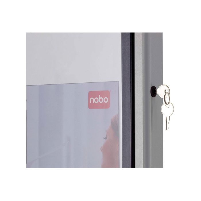 5028252064033-Nobo - Vitrine extérieure 4 A4 (494 x 668 mm) - cadre aluminium fond métal-Gros plan-3