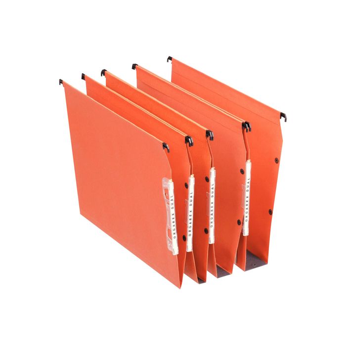 3249440216276-Esselte Dual - 25 Dossiers suspendus pour armoires - fond V - orange-Angle droit-0