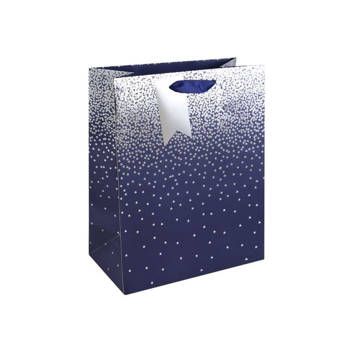 5033601004738-Clairefontaine - Sac cadeau - pluies d'étoiles bleu - 26,5 cm x 14 cm x 33 cm-Angle gauche-0