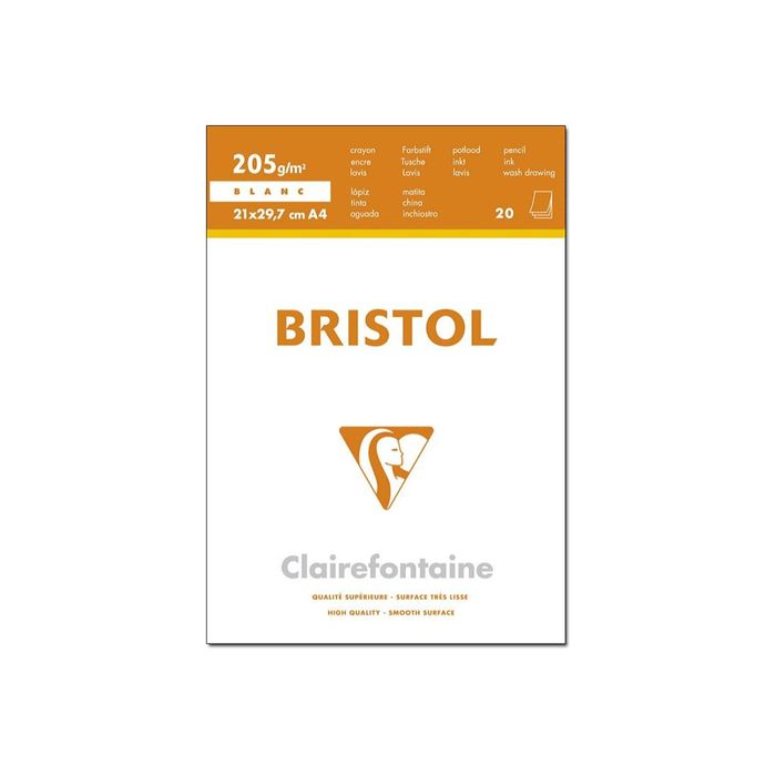 3329680961737-Clairefontaine - Bloc dessin - 20 feuilles - A4 - 205 gr - blanc-Avant-0