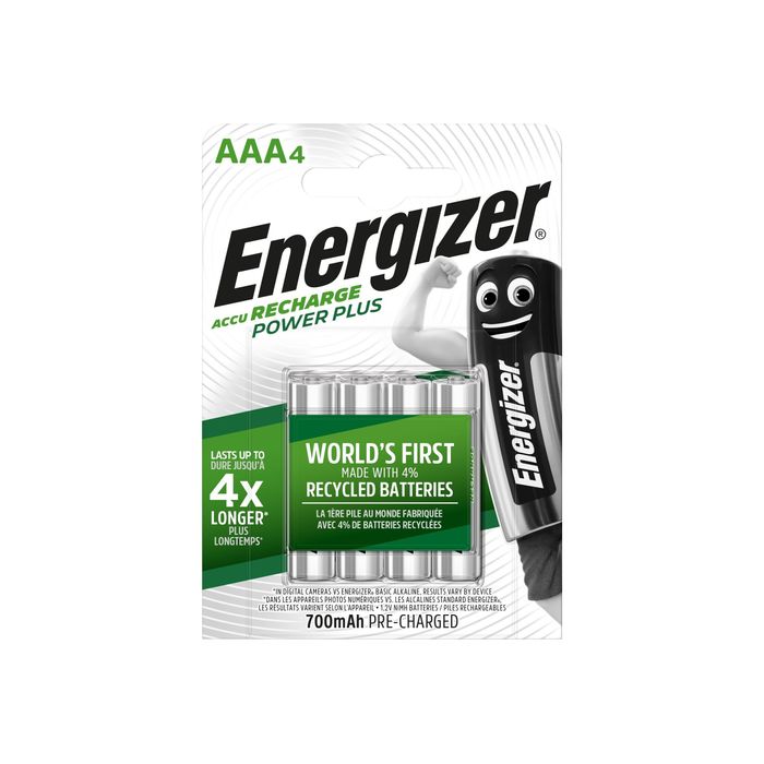 7638900417005-ENERGIZER Power Plus  - 4 piles alcalines rechargeables - AAA LR03-Avant-1