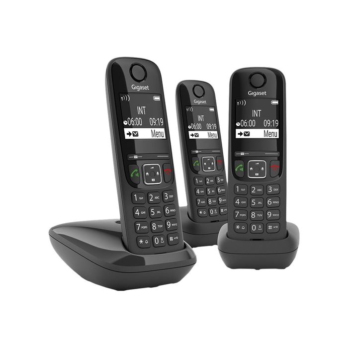 4250366854717-Gigaset AS690A Trio - téléphone sans fil + 2 combinés supplémentaires - avec répondeur - noir-Avant-0