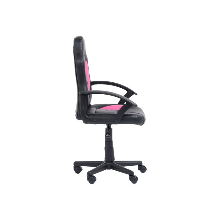 3760185029414-Fauteuil gamer ANZIO - accoudoirs fixes - noir et rose-Gauche-5