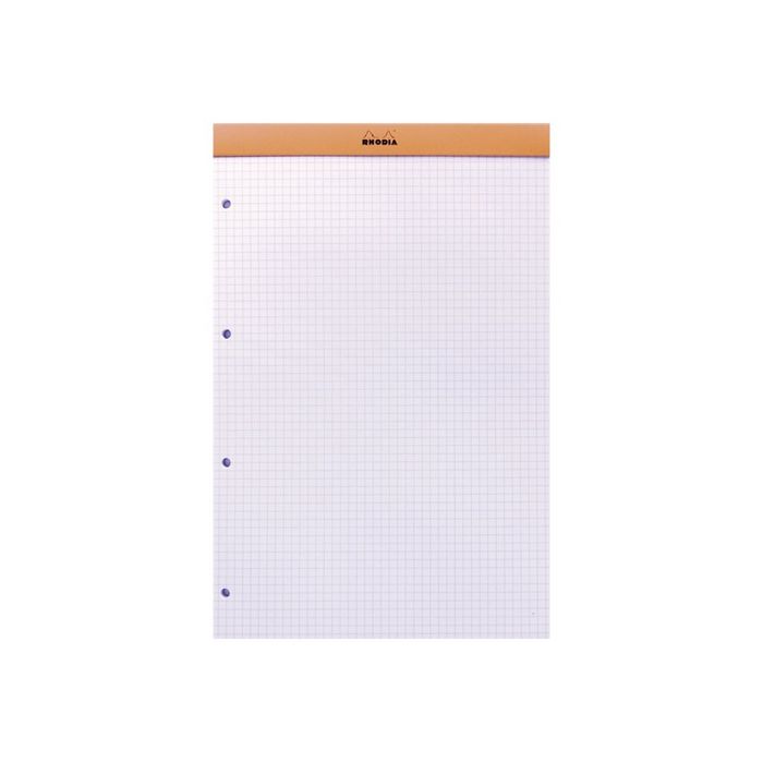 3030920201000-Rhodia Basics - Bloc notes - A4 + - 160 pages - petits carreaux - 80g - perforé-Avant-3