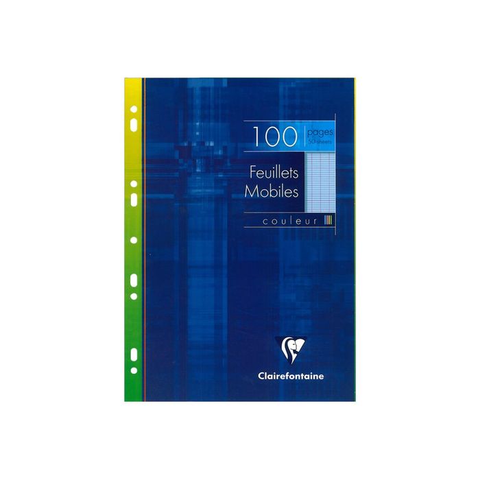 3329680174106-Clairefontaine - feuilles simples A4 - 100 pages - grands carreaux (Seyes) - perforées - bleu-Avant-0