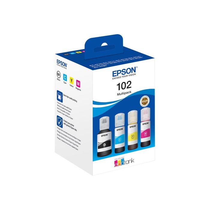 8715946684895-Epson EcoTank 102 - pack de 4 - noir, jaune, cyan, magenta - réservoir d'encre original-Angle gauche-1