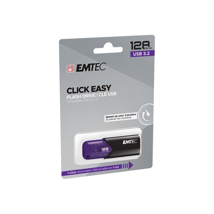 3126170173188-Emtec B110 Click Easy 3.2 - clé USB 128 Go - USB 3.2-Angle gauche-2