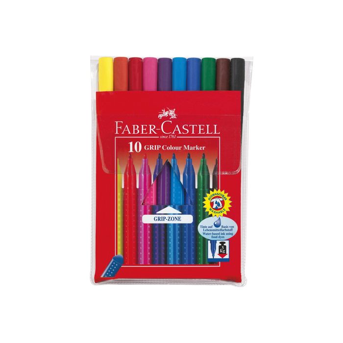 4005401553106-Faber-Castell GRIP - 10 Feutres à base de colorant alimentaire-Avant-0