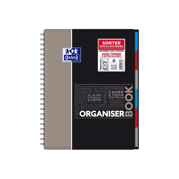 3020120056616-Oxford Etudiants - Cahier trieur Organiserbook A4+ (24 x 29,7 cm) - 180 pages - petits carreaux (5x5 mm) - disponible dans-Avant-2