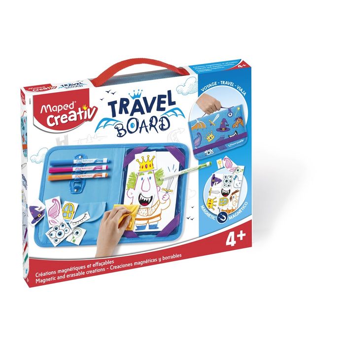 3154149693115-Maped Creativ Travel Board - Kit ardoise voyage princesse et chevalier - jeux magnétiques et effaçabl--0