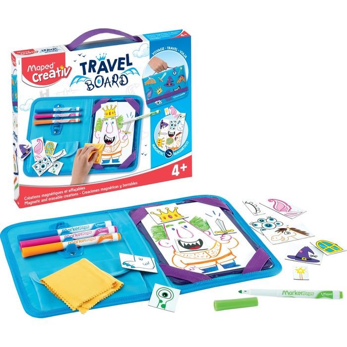 3154149693115-Maped Creativ Travel Board - Kit ardoise voyage princesse et chevalier - jeux magnétiques et effaçabl--1