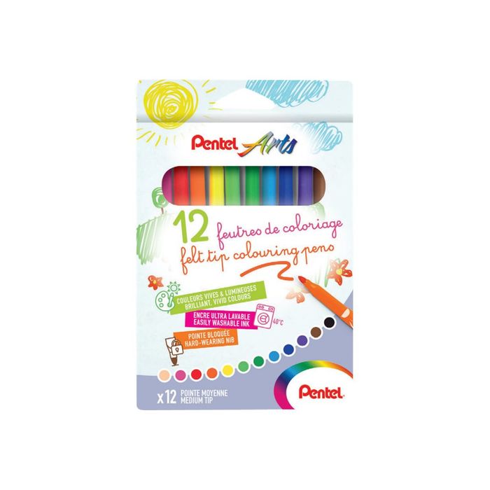 0884851035332-Pentel - 12 Feutres - ultra lavables-Avant-0