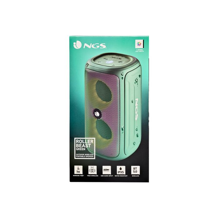 8435430622201-NGS Roller Beast - Mini enceinte sans fil - Bluetooth - 32 Watt - vert-Avant-7