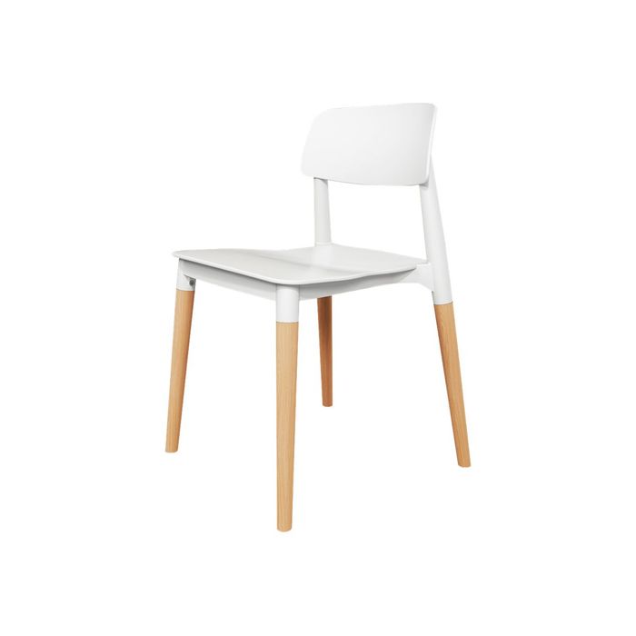 0404051443470-Lot de 4 chaises SCANDINAVE - pieds bois - blanc-Angle droit-0