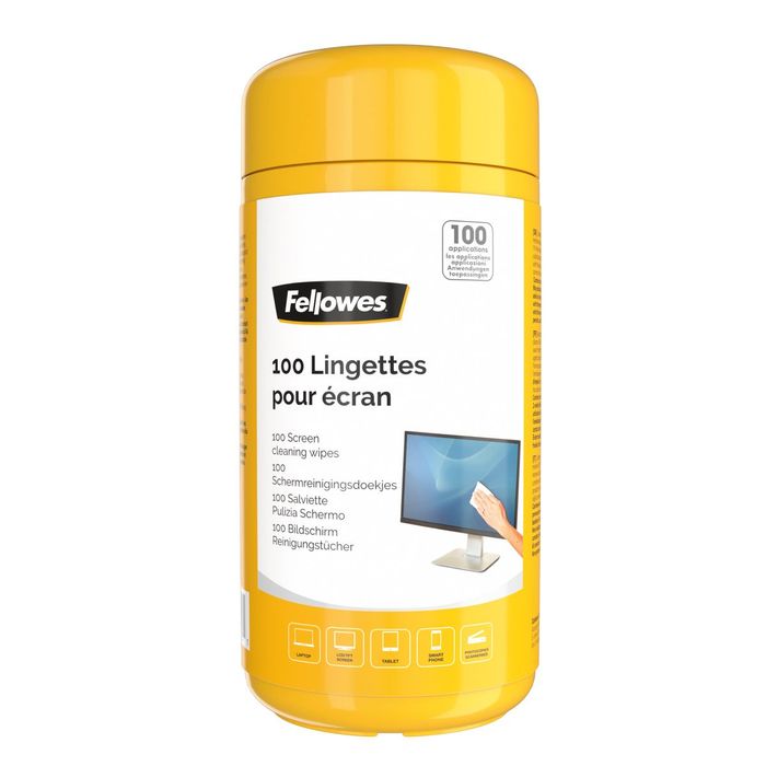 0043859587131-Fellowes - boîte de 100 lingettes nettoyantes pour écran--0