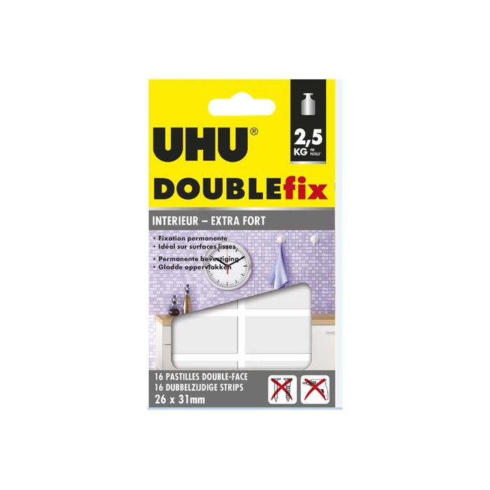 4026700369205-UHU DOUBLEfix - 16 pastilles adhésives - blanc - permanent-Avant-0