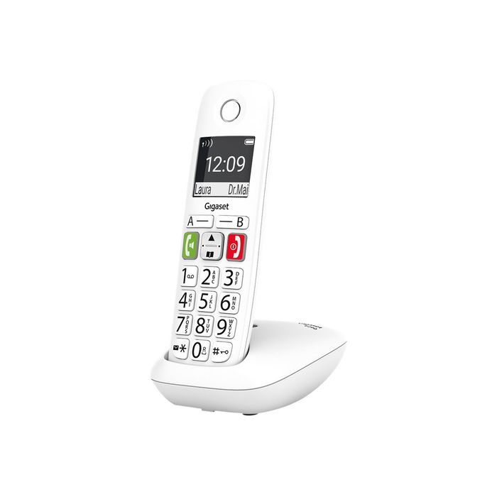 4250366856100-Gigaset E290 - téléphone sans fil à grosse touche - blanc-Angle droit-0