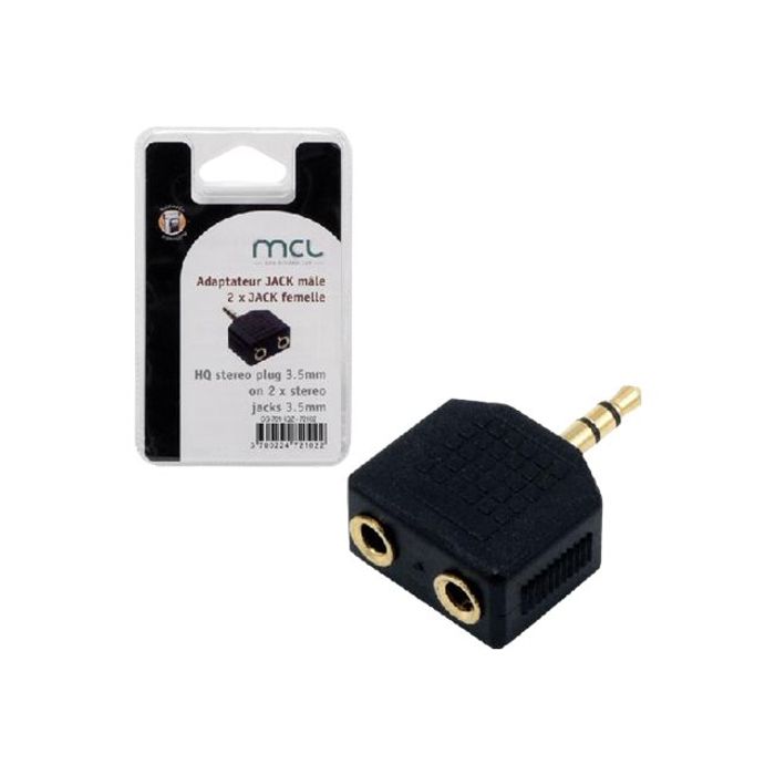 3700224721022-MCL Samar - adaptateur audio/stéréo JACK 3.5 (M) vers 2 prises JACK 3.5 (F) - haute qualit-Angle droit-0