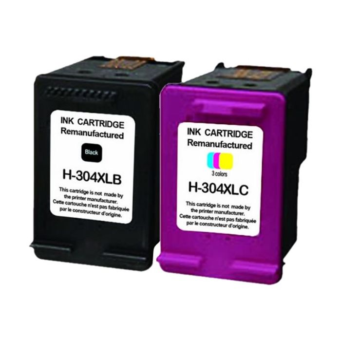 3584770903008-Cartouche compatible HP 304XL - pack de 2 - noir, cyan, magenta, jaune - Uprint-Angle droit-0