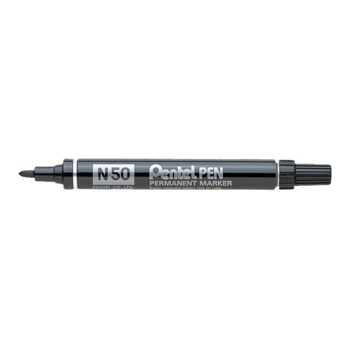 4902506985323-Pentel PEN N50 - Pack de 12 marqueurs permanents - pointe ogive - noir-Angle gauche-0