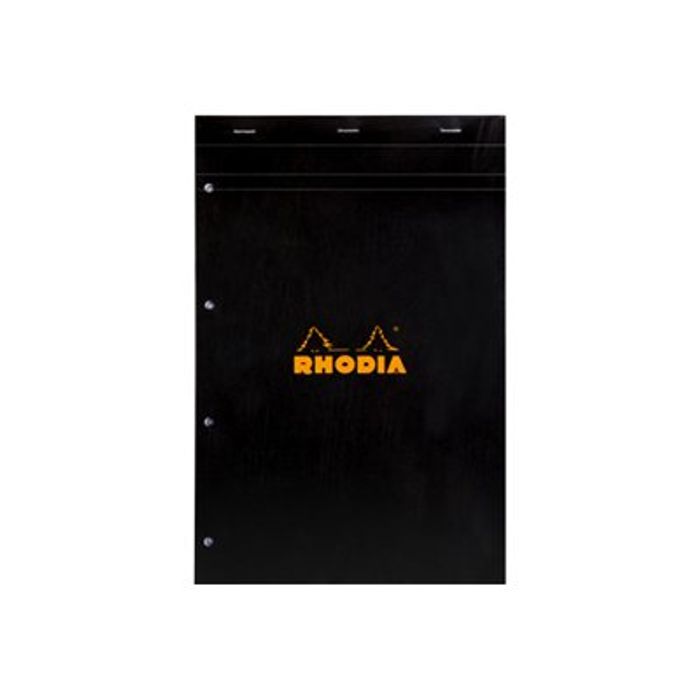 3037922020097-Rhodia - Bloc notes - A4 + - 160 pages - petits carreaux - noir-Avant-0