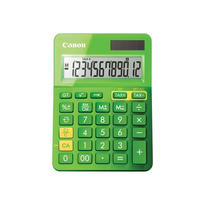 4549292008531-Calculatrice de bureau Canon LS- 123K - 12 chiffres - alimentation batterie et solaire - vert-Avant-1