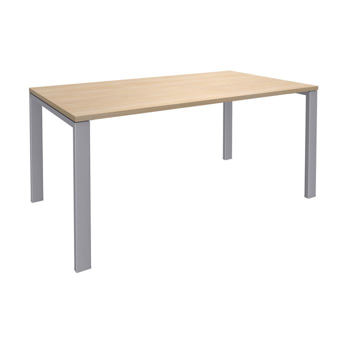 0404000120735-Bureau simple IRIS - L140 cm - Plan de départ - Pieds aluminium - plateau imitation Chêne clair--0