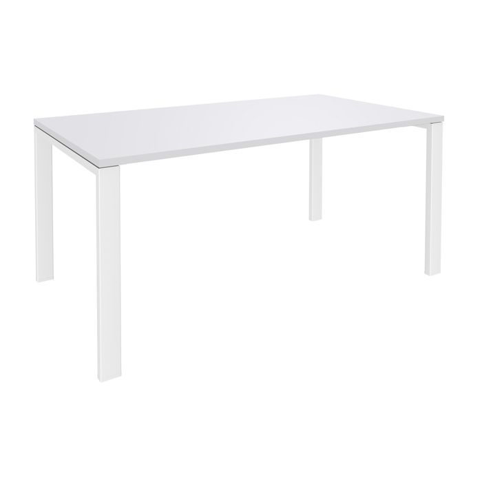 0404000120988-Bureau simple IRIS - L180 cm - Plan de départ - Pieds blanc - plateau Blanc perle--0