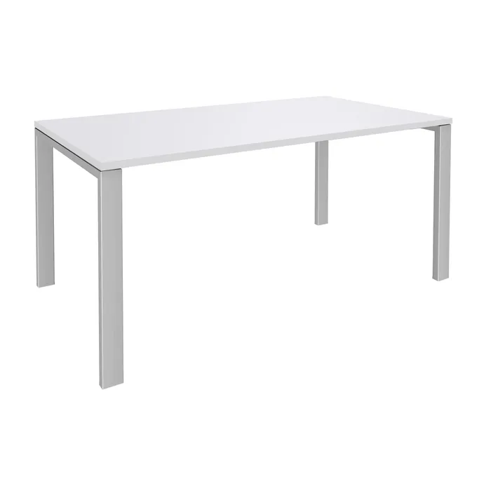 0404000120759-Bureau simple IRIS - L140 cm - Plan de départ - Pieds aluminium - plateau Blanc perle--0