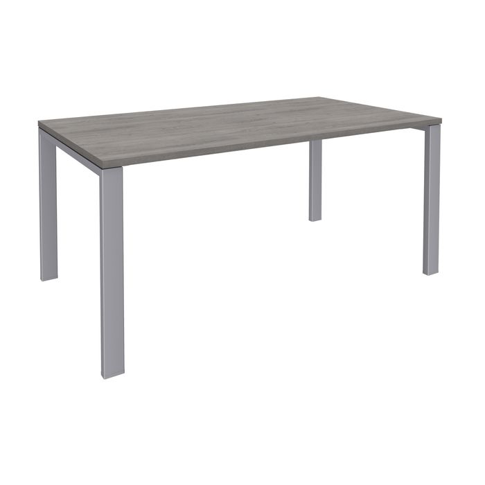 0404000120698-Bureau simple IRIS - L120 cm - Plan de départ - Pieds aluminium - plateau imitation Chêne gris--0