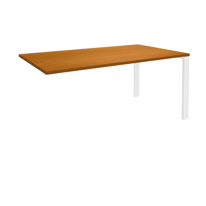 404000121268-Bureau simple IRIS - L140 cm - Plan suivant - Pieds blanc - plateau imitation Merisier--0