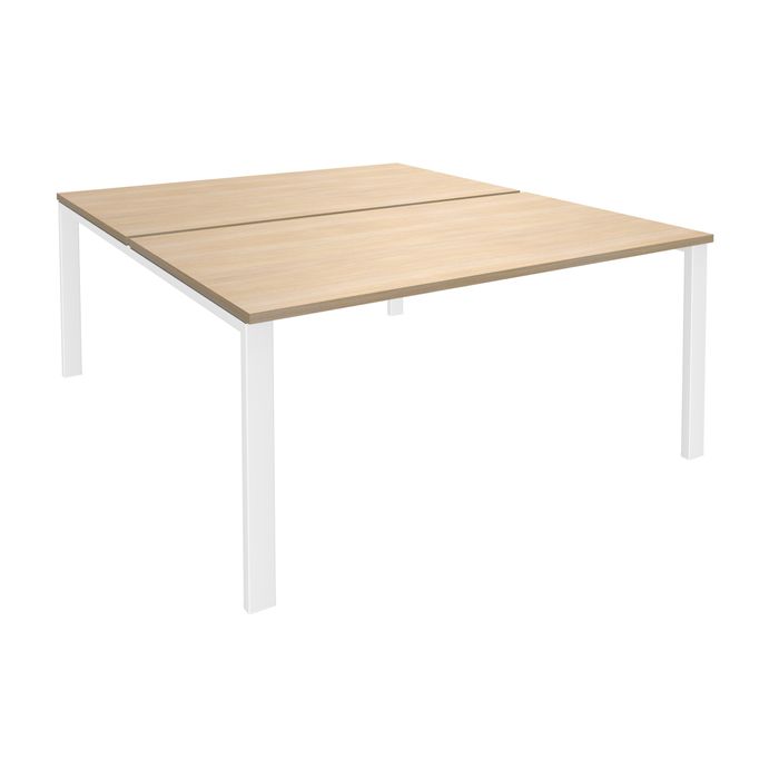 0404000121688-Bureau Bench IRIS - L140 cm - Plan de départ - Pieds blanc - plateau imitation Chêne clair--0