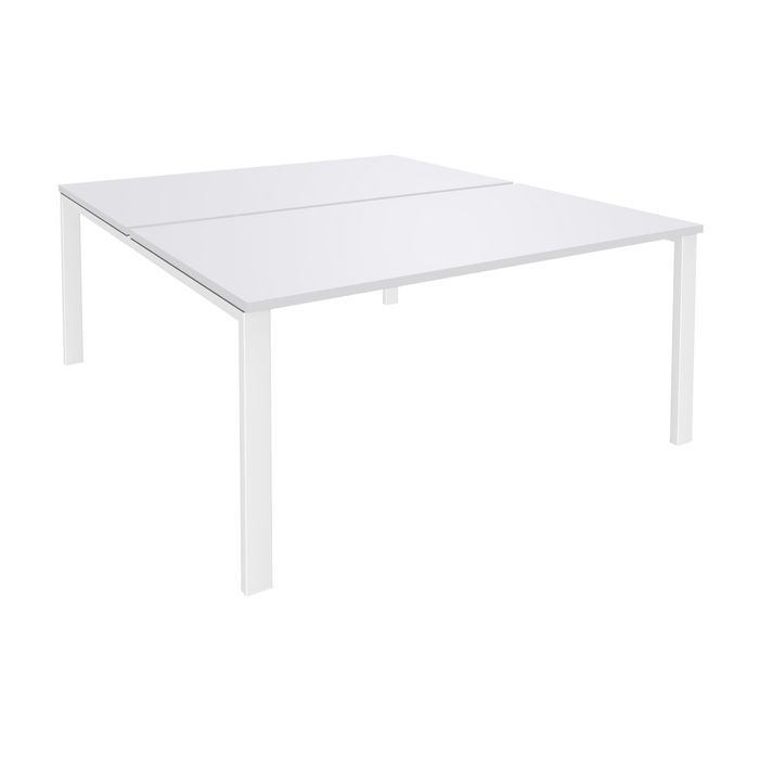 0404000121701-Bureau Bench IRIS - L140 cm - Plan de départ - Pieds blanc - plateau Blanc perle--0