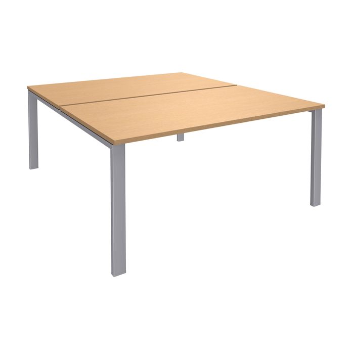 0404000121732-Bureau Bench IRIS - L140 cm - Plan de départ - Pieds aluminium - plateau imitation Hêtre--0