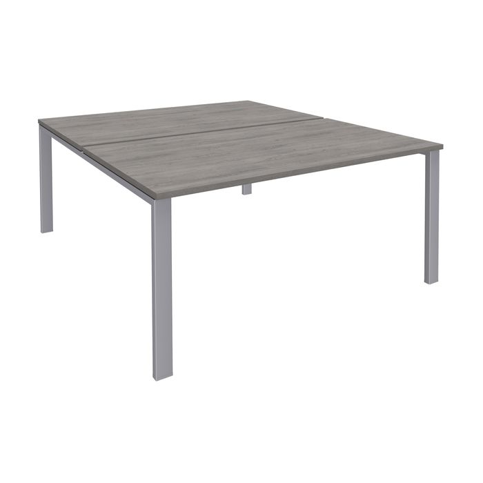 0404000121893-Bureau Bench IRIS - L160 cm - Plan de départ - Pieds aluminium - plateau imitation Chêne gris--0