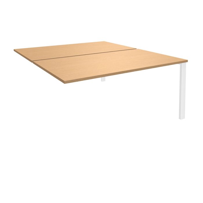 0404000122326-Bureau Bench IRIS - L160 cm - Plan suivant - Pieds blanc - plateau imitation Hêtre--0