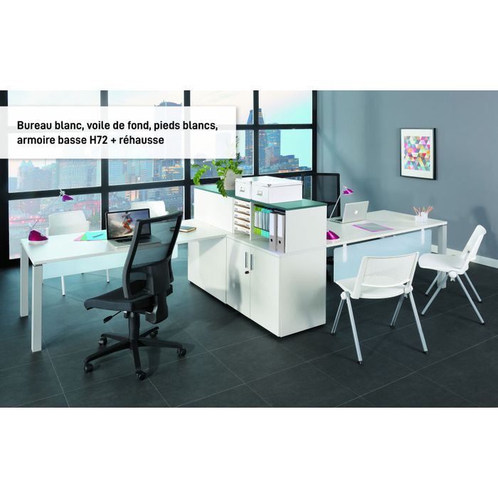 3253310164802-Bureau Vague EXPRIM - L140 cm - Retour gauche - Plateau imitation Erable - Pieds blanc--4