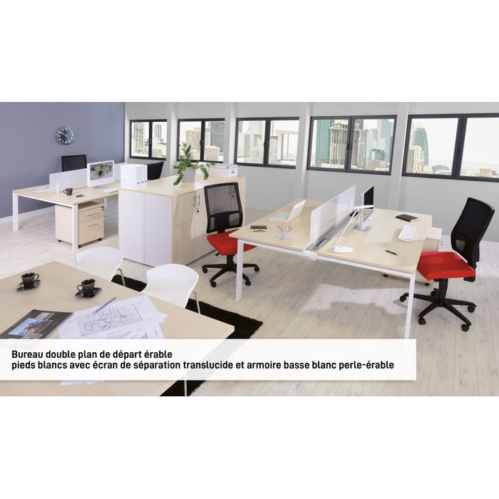 0404000122005-Bureau Bench IRIS - L180 cm - Plan de départ - Pieds blanc - plateau imitation Chêne gris--4