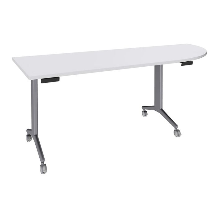 3253310160422-Table de réunion abattantes angle à droite - L200 x P80 cm - pied alu - plateau blanc perle--0